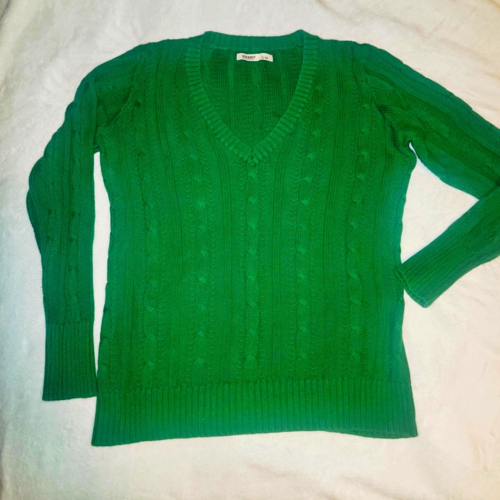 OLD NAVY Green Thick Cable Knit Sweater - Women's Size Large